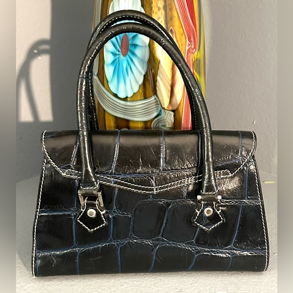 RARE Vintage Dooney & Bourke Bayou Collection Mini Satchel Blue Croc VGUC - Picture 2 of 16